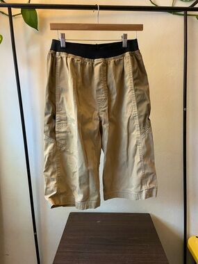 Prana Khaki Cargo Shorts with Black Elastic Waistband